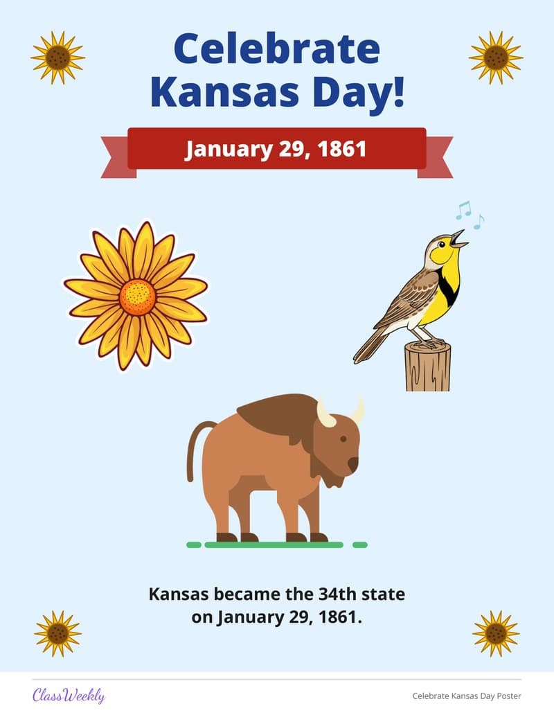 Celebrate Kansas Day Poster - 4th Grade Holiday Activities printable preview