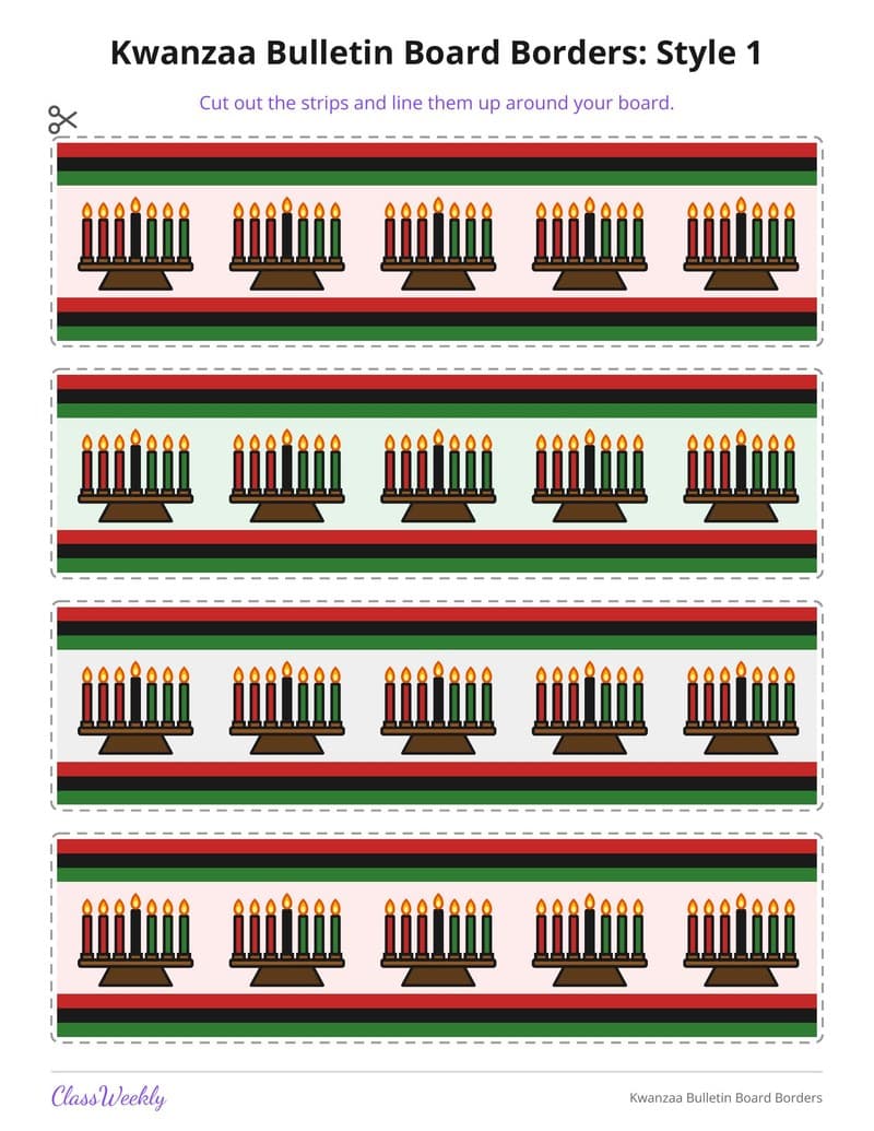 Kwanzaa Bulletin Board Borders - 2nd Grade Holiday Activities printable preview