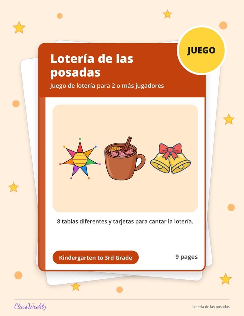Lotería de las posadas - 2nd Grade Holiday Activities printable preview