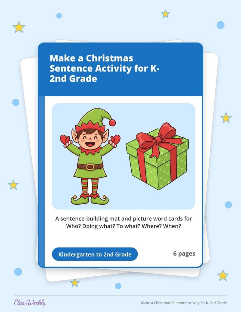 Make a Christmas Sentence Activity for K-2nd Grade - 2nd Grade Holiday Activities printable preview