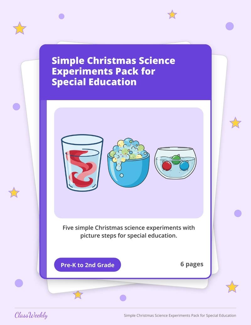 Simple Christmas Science Experiments Pack for Special Education - 2nd Grade Holiday Activities printable preview