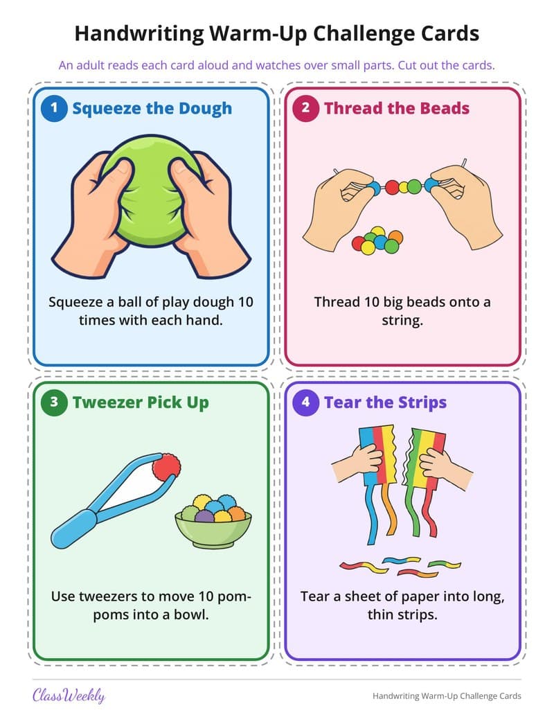 Handwriting Warm-Up Challenge Cards - 2nd Grade Writing printable preview