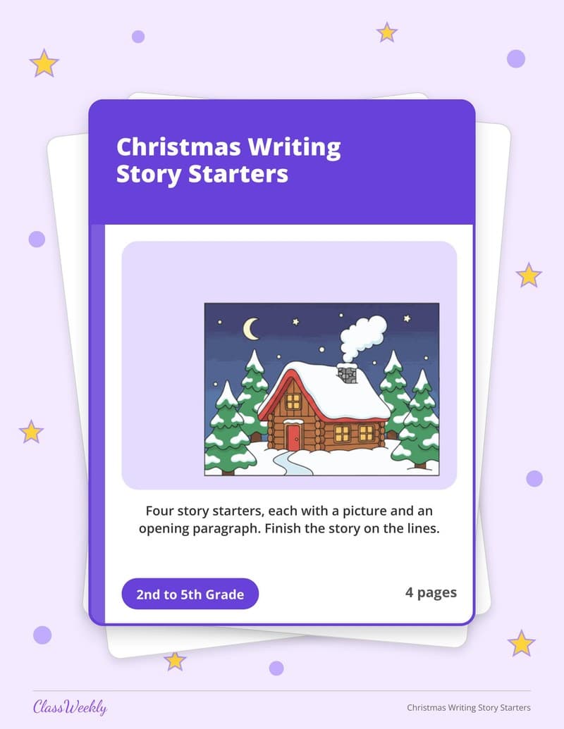 Christmas Writing Story Starters - 2nd Grade Writing Paper printable preview