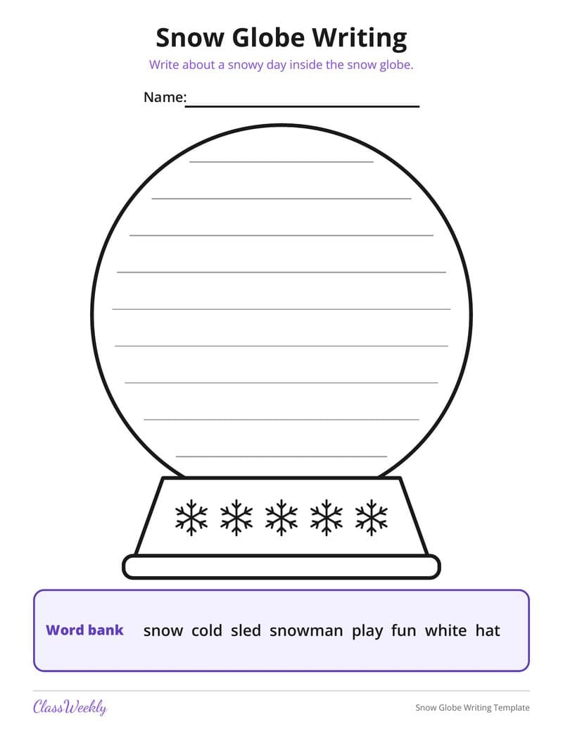 Snow Globe Writing Template - 2nd Grade Writing Paper printable preview