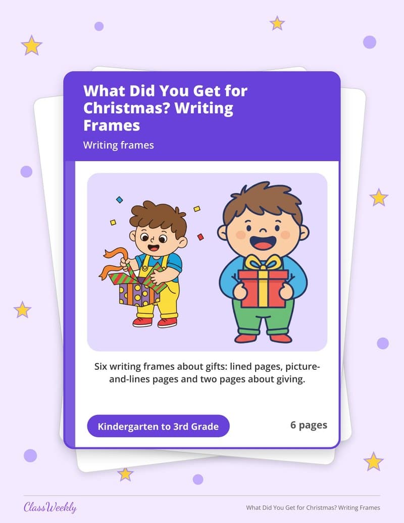 What Did You Get for Christmas? Writing Frames - 2nd Grade Writing Paper printable preview