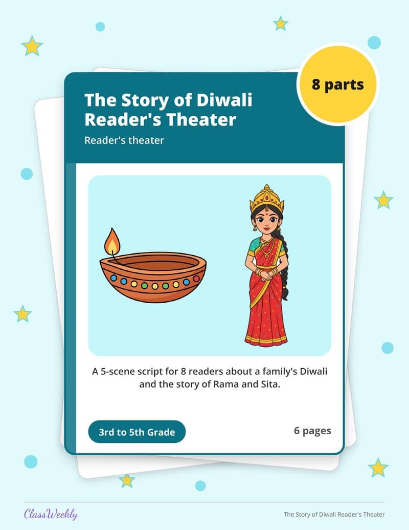 The Story of Diwali Reader's Theater - 3rd Grade Holiday Activities printable preview