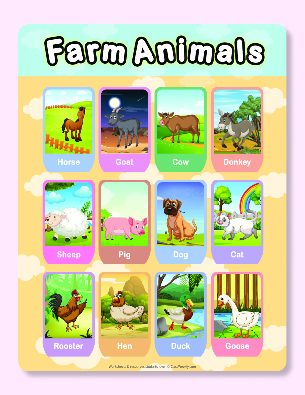 Farm Animals Printable (8.5x11) worksheet preview
