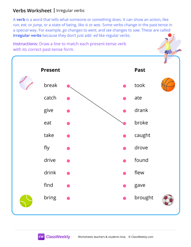 Irregular verbs - Sports worksheet preview