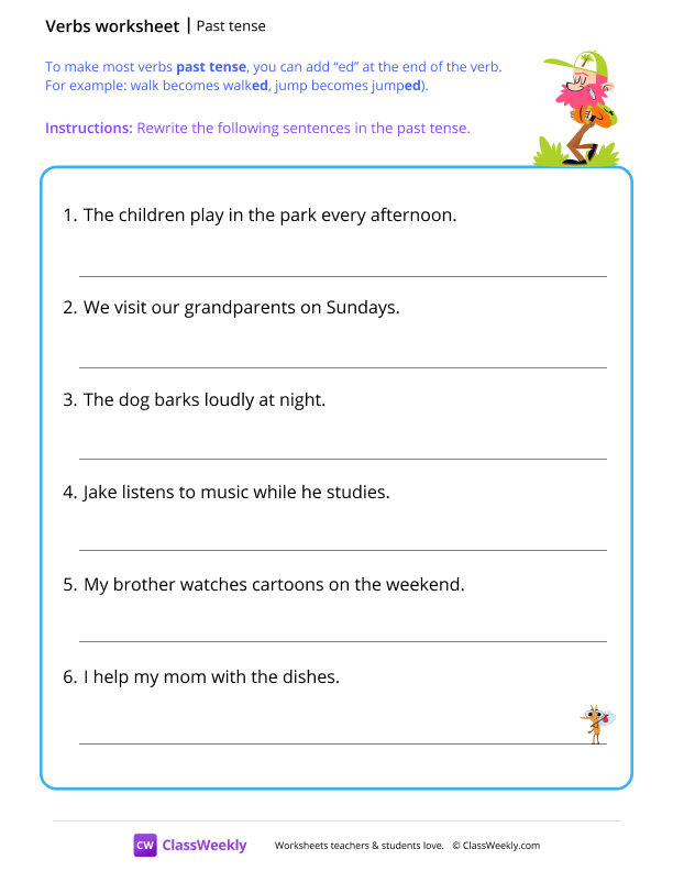 Past tense - Walk worksheet preview