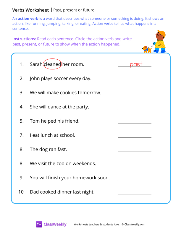 Past, present or future - Walk worksheet preview