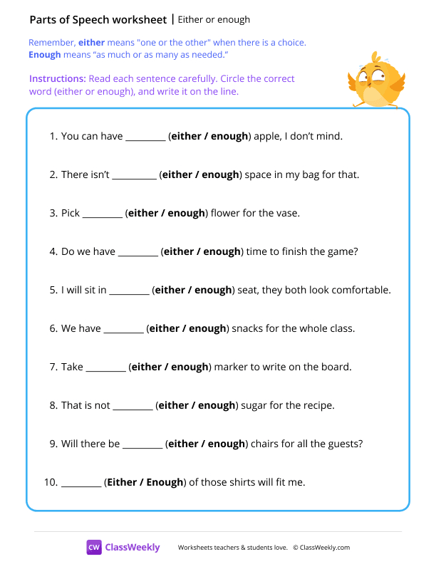 Either or enough - Run worksheet preview
