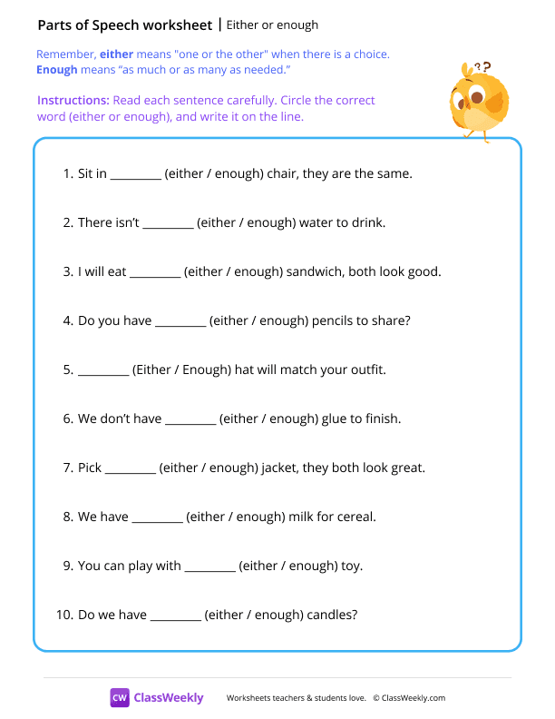 Either or enough - Ask worksheet preview
