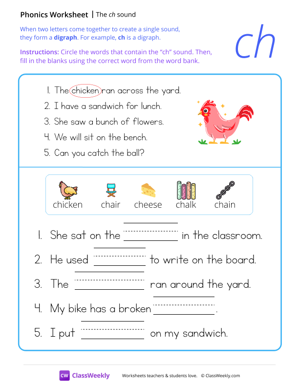 Digraph sounds worksheet preview