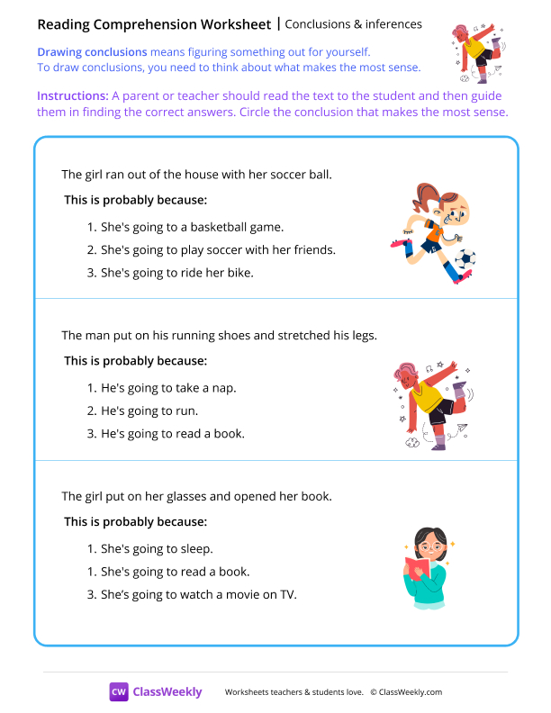 Conclusions & inferences worksheet preview