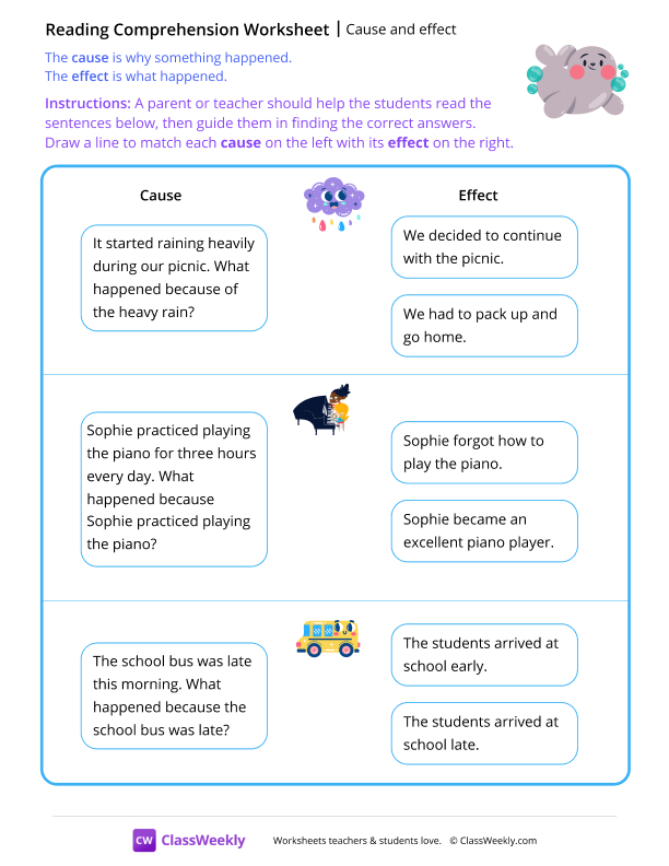 Cause and Effect - Mr. Seal worksheet preview