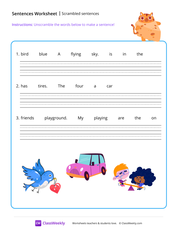 Scrambled Sentences - Cheese worksheet preview