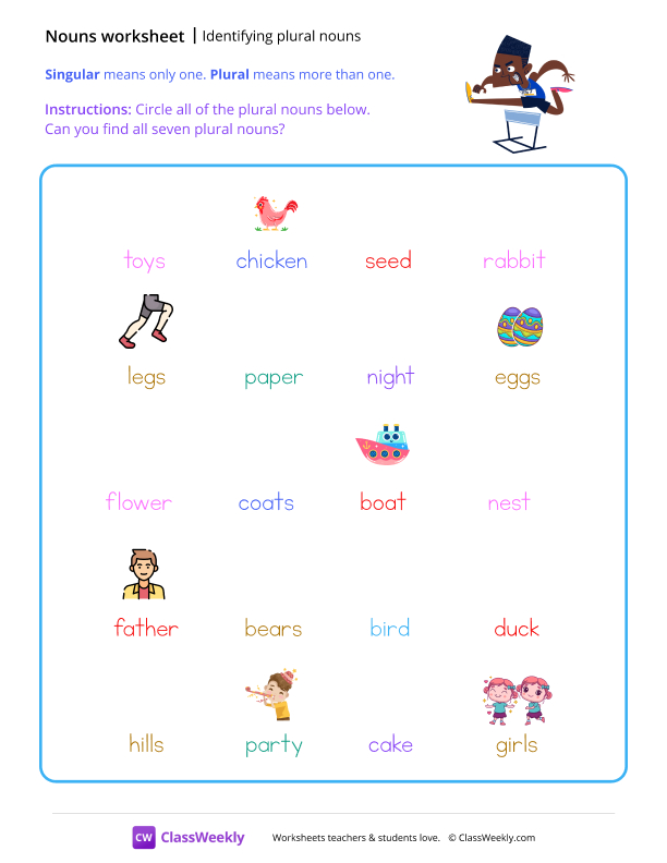 Identifying Plural Nouns - Hurdles worksheet preview