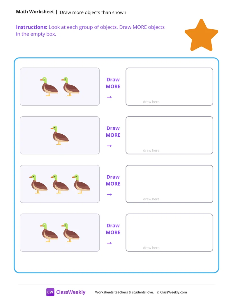 Draw More Objects - Star worksheet preview
