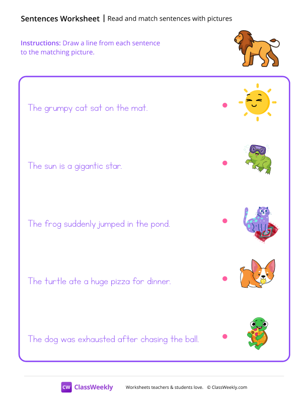 Read & Match Sentences worksheet preview