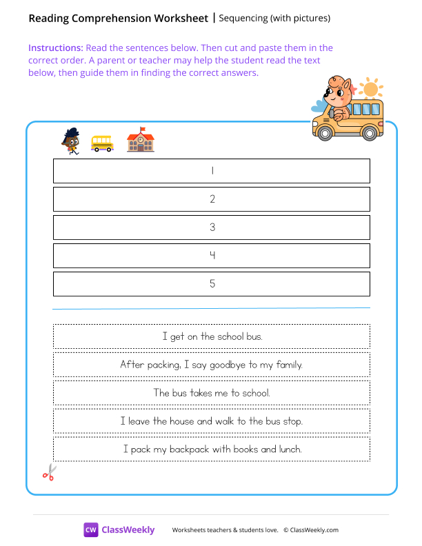 Sequencing (sentences) - School worksheet preview