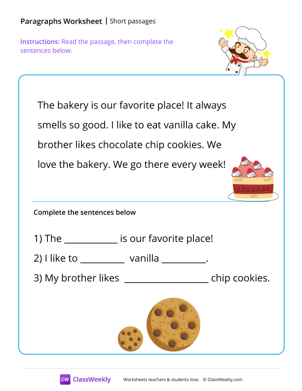 Short passages worksheet preview