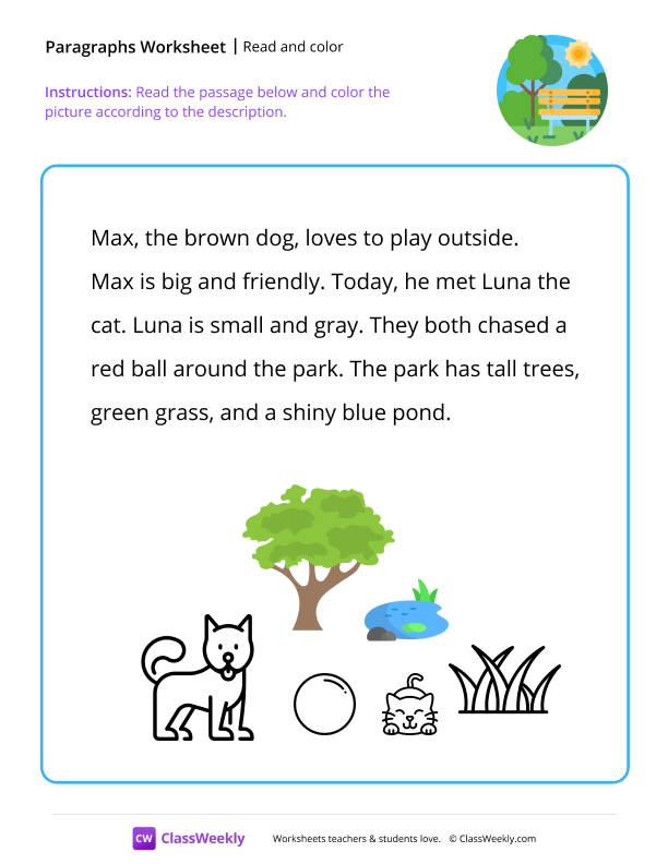 Read and color - Park worksheet preview