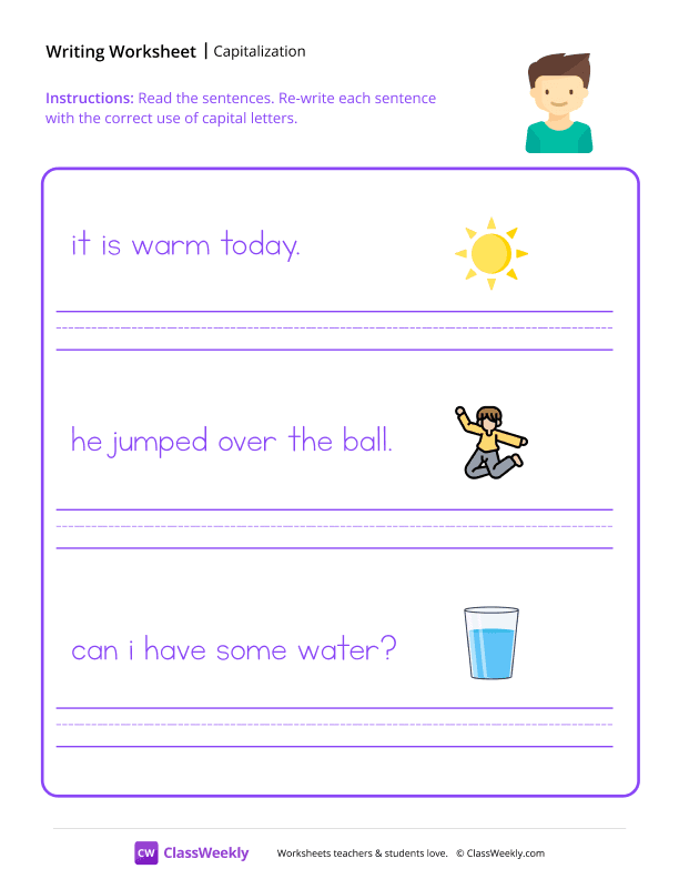 First Word Capitalization - Tommy Boy worksheet preview