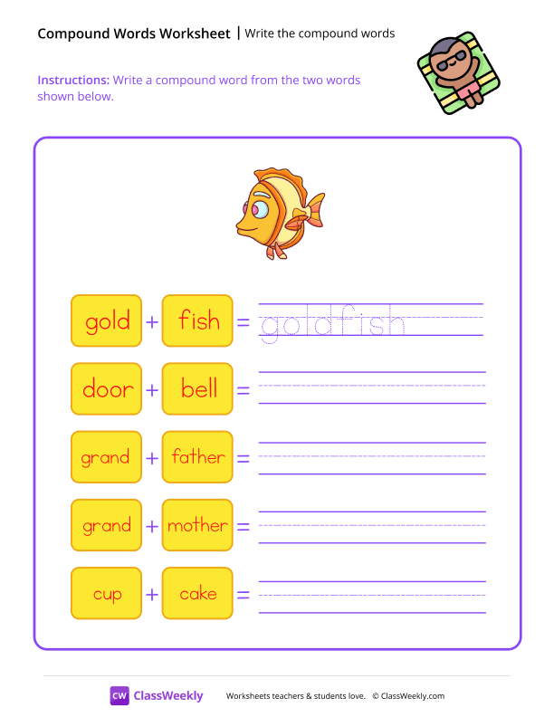 Write the compound words - Daydream worksheet preview
