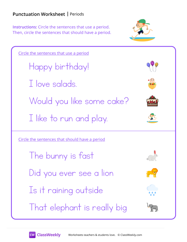 Periods - Runner worksheet preview