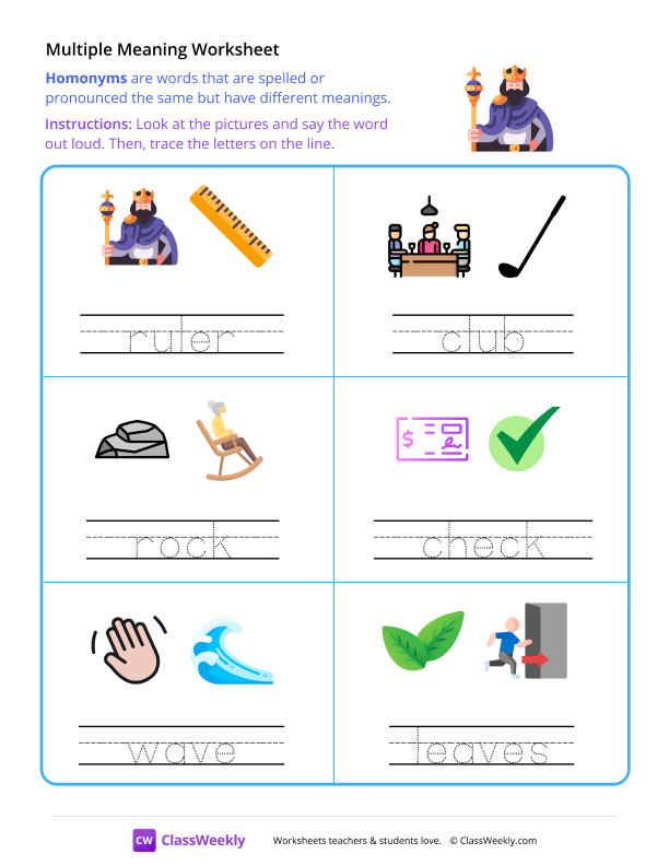 Write the multiple meaning words worksheet preview