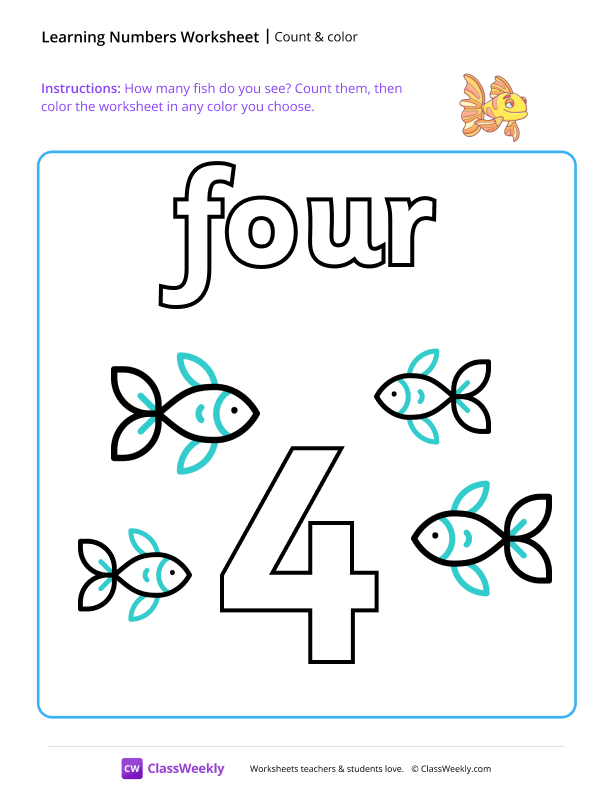 Count and Color - Four worksheet preview