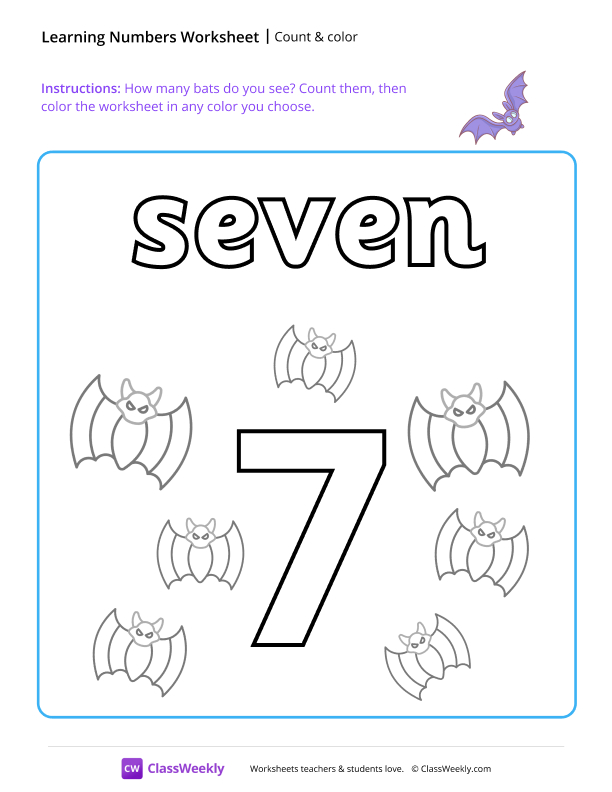 Count and Color - Seven worksheet preview