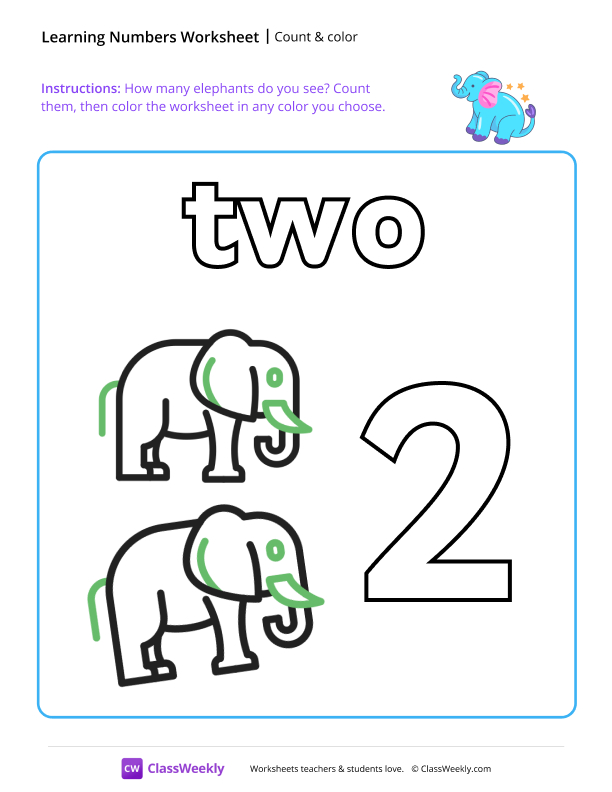 Count and Color - Two worksheet preview