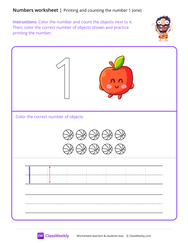 Count and Print worksheet preview