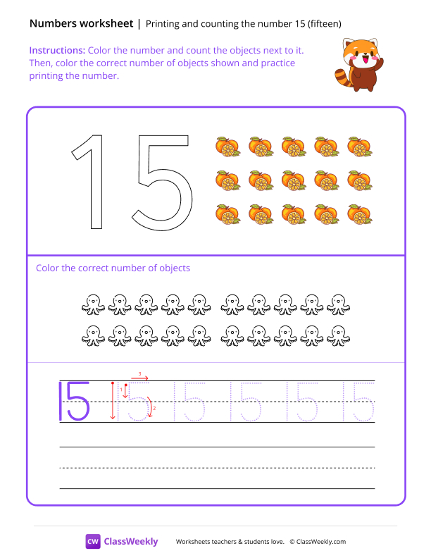 Count and Print (15) - Cat Family worksheet preview