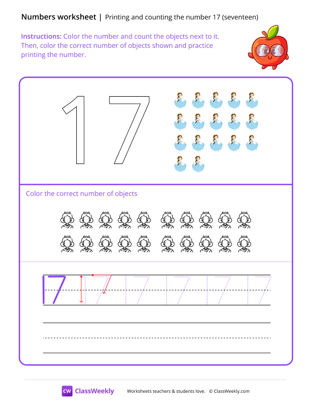 Count and Print (17) - Glass Tomato worksheet preview