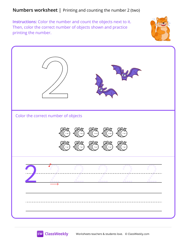 Count and Print (2) - Laughing Cat worksheet preview