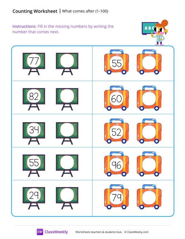 What comes after (1-100) - Teacher worksheet preview