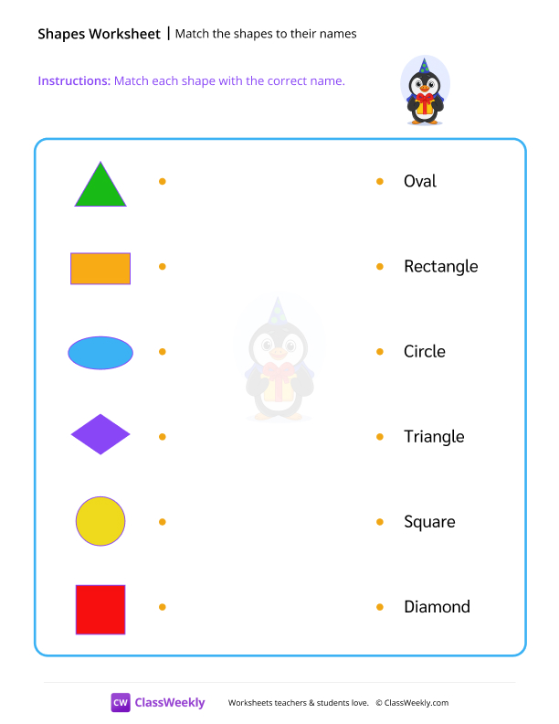 Match the shapes to their names worksheet preview