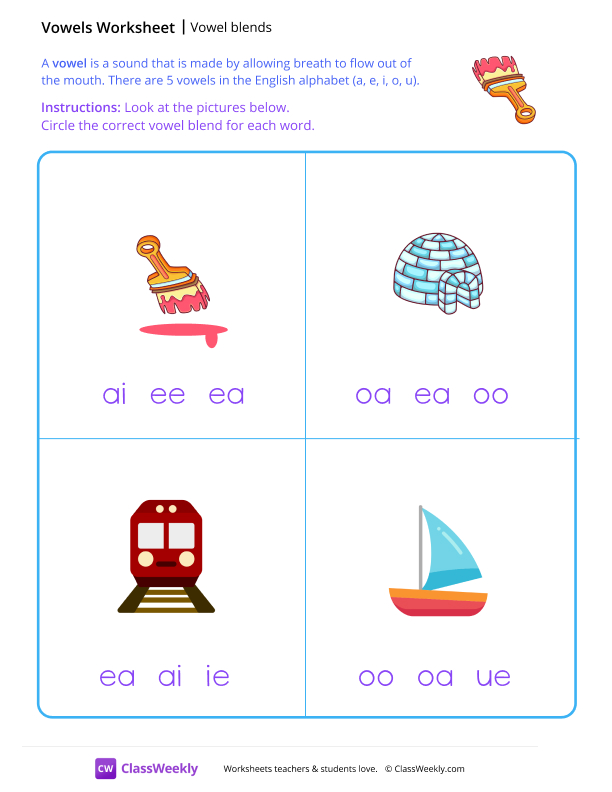Vowel Blends - Paint Brush worksheet preview