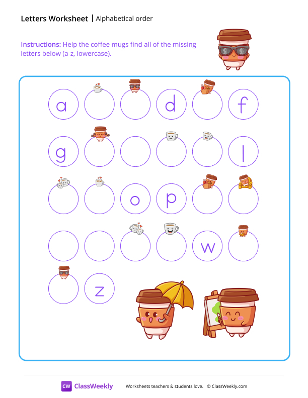 Alphabetical Order (a-z) - Cool Cup worksheet preview