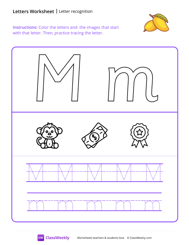 Letter Recognition (M) - Mango worksheet preview