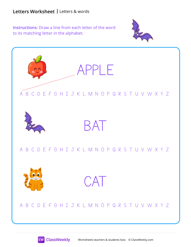 Letters & Words worksheet preview