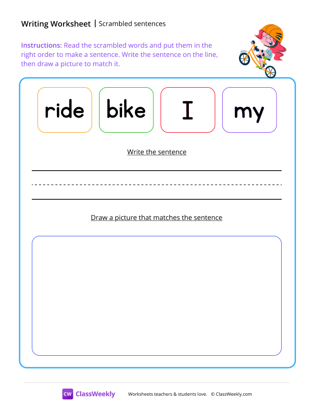 Scrambled sentences worksheet preview