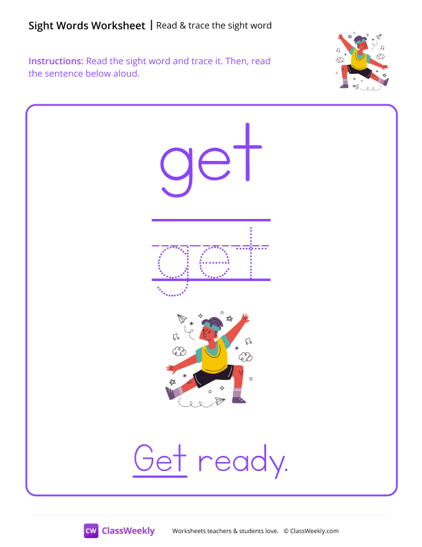 Read & trace the sight word - Get worksheet preview