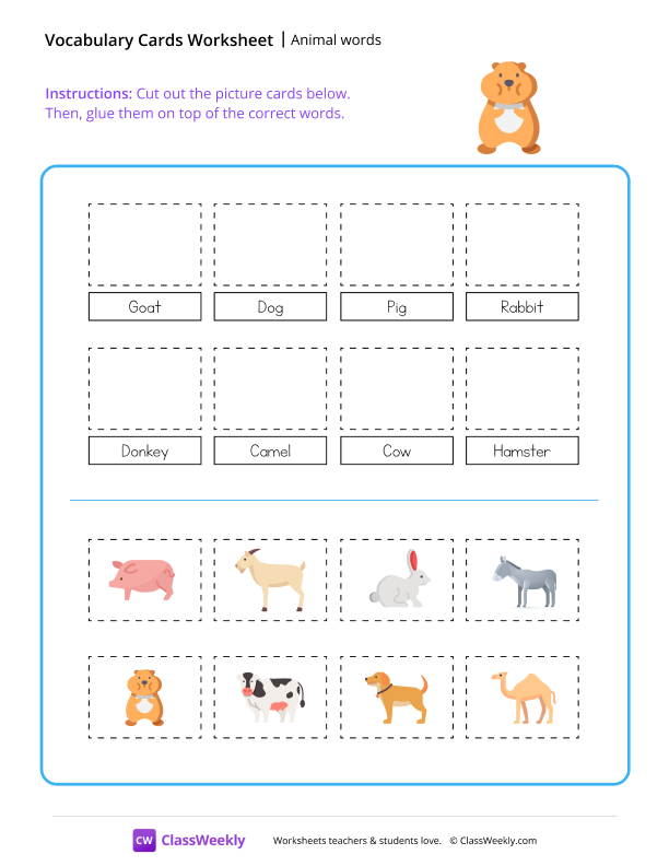 Animal words - Beaver worksheet preview