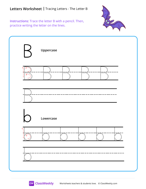 Tracing Letters - The Letter B worksheet preview