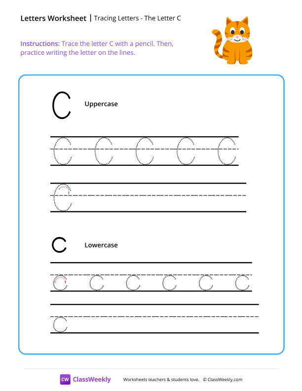 Tracing Letters - The Letter C worksheet preview
