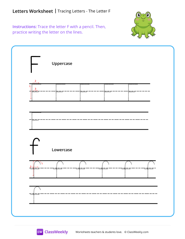 Tracing Letters - The Letter F worksheet preview