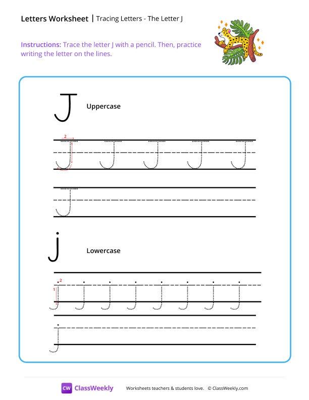 Tracing Letters - The Letter J worksheet preview